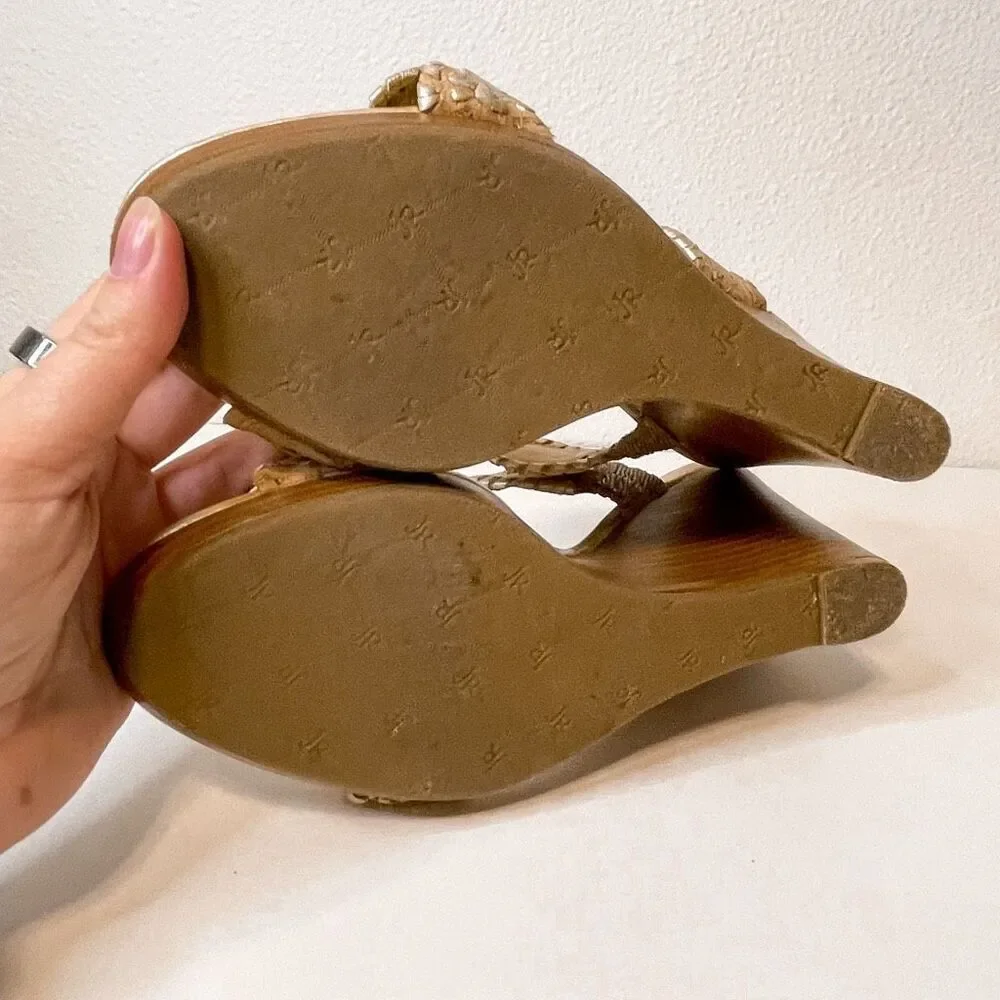 Jack Rogers‎ Luccia Cork Metallic Wedge Sandal Size 9